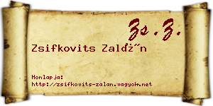 Zsifkovits Zalán névjegykártya